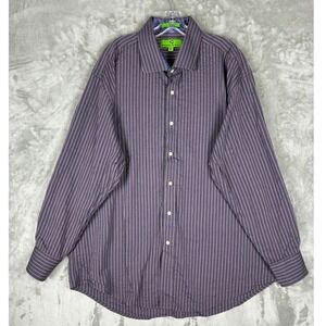 Bristol & Bull Men XXL Purple Striped Long Sleeve Button Down Dress Shirt Cotton